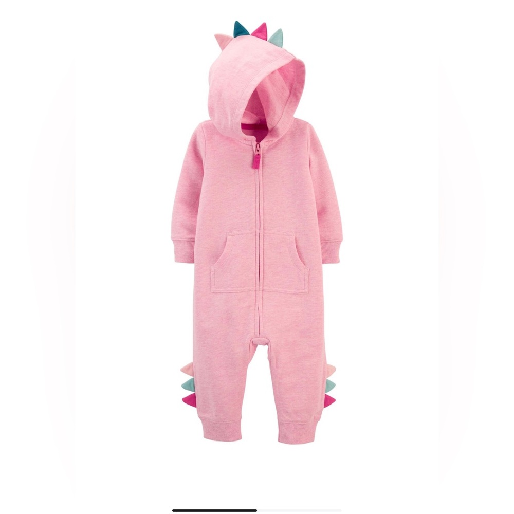 Carter’s Pink‎ Dino Hoodie Romper 3M Baby Girl One Piece
